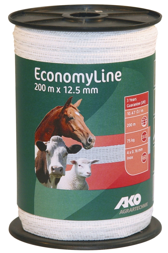 Tape EconomyLine 200 m,  12,5 mm, white, 4 x 0,16 mm