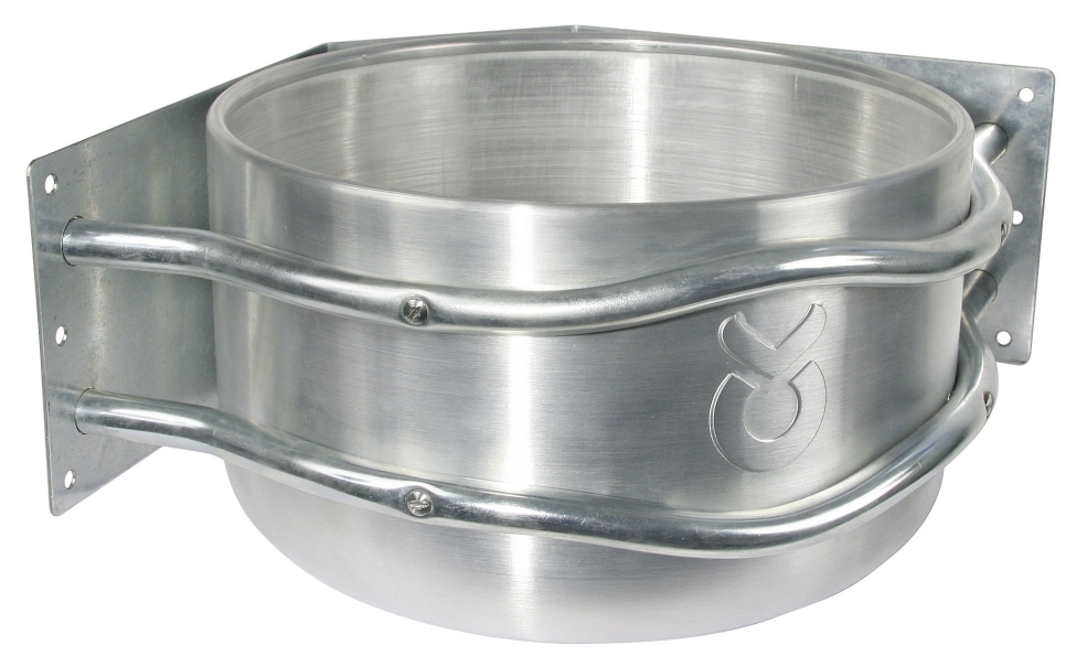 Feed trough aluminium, round, 37x37x24 cm, corner mounting