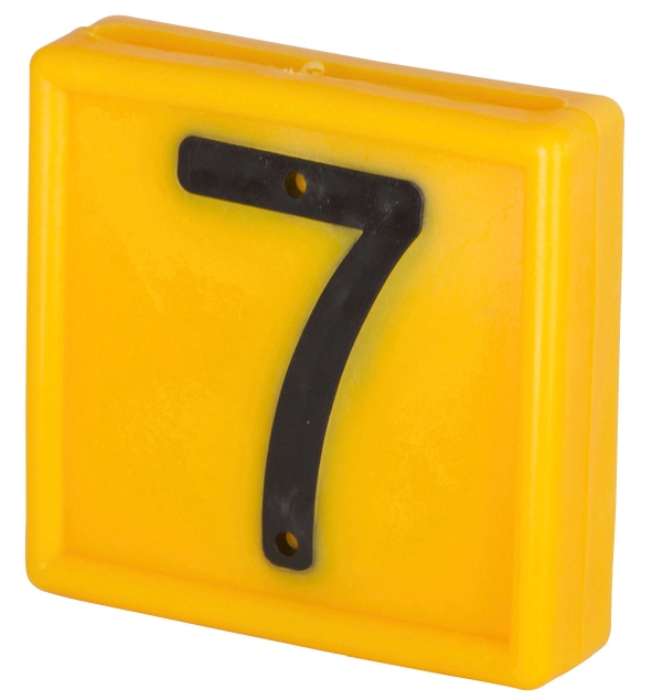 Nummerblok, 1-cijferig, geel om in te schuiven (9=6)