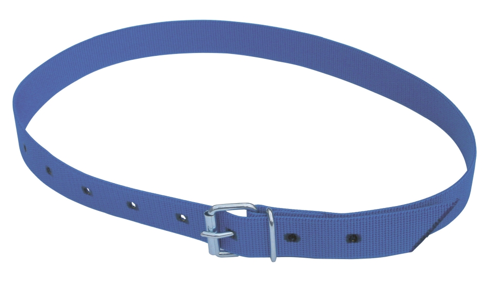 Merkband 135 cm, blauw zonder leder, rolgesp