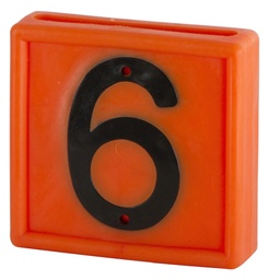 [KER_208466] Bloknummer 1-cijf., oranje om in te schuiven (9=6)
